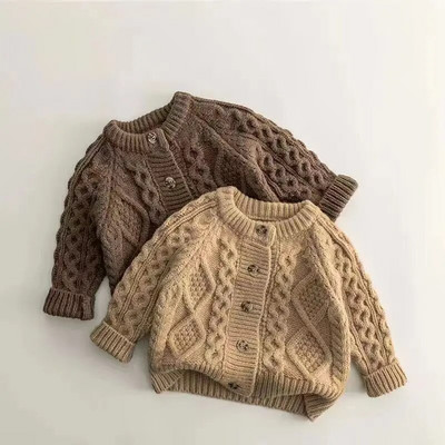 Модна плетена жилетка за бебе, момиче, момче, Детски пуловер за бебета и малки деца Есен Зима Пролет Трикотаж Палто Бебешки дрехи 1 3 5 6 г
