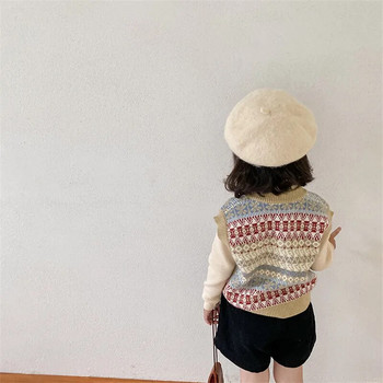 Βρεφικά πουλόβερ για κοριτσάκια Μωρό κορίτσι φλοράλ αμάνικο πλεκτό πουλόβερ Γιλέκο μωρό αγόρι πουλόβερ Γιλέκο παιδικό νήπιο Ανοιξιάτικο φθινόπωρο πανωφόρι