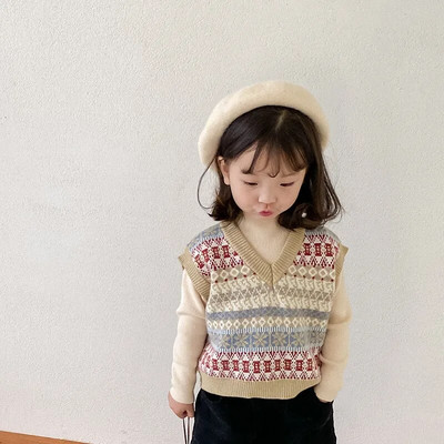 Baby Girls Sweaters Baby Girl Floral Sleeveless Knit Pullover Vest Baby Boys Sweaters Vest Kids Toddler Spring Autumn Outerwear