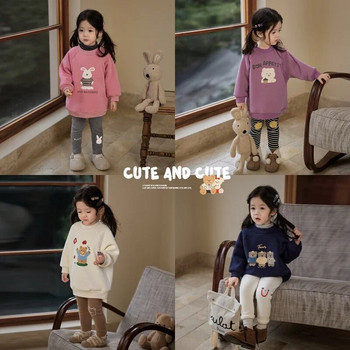 Κοριτσίστικο πουλόβερ με κουκούλα και βελούδινο φλις κουκούλα μονοκόμματη παιδική μόδα με χοντρό μπουφάν παιδικό κουκούλα