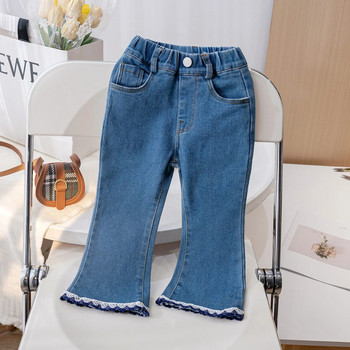 Κοριτσίστικα ανοιξιάτικα και φθινοπωρινά τζιν 18M-8Y Παιδικά Lace Flare Παντελόνια Baby Wide Leg Pants Μοντέρνα casual παντελόνια