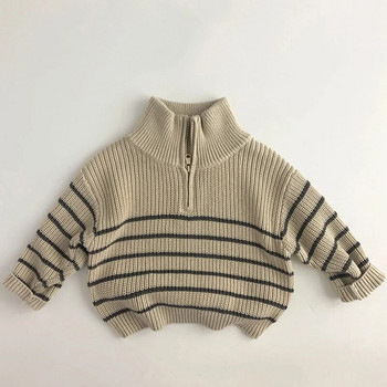 Прохождащо дете, бебе, момче, момиче, пуловери Топли дебели плетени пуловери с цип и дълги ръкави, пуловери, палто, дрехи, есенно-зимни дрехи 1-7 години