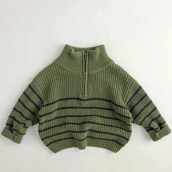 Прохождащо дете, бебе, момче, момиче, пуловери Топли дебели плетени пуловери с цип и дълги ръкави, пуловери, палто, дрехи, есенно-зимни дрехи 1-7 години
