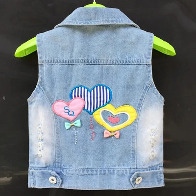 Vestă din denim pentru fetiță, cu desene animate, jachetă, haine, ținute pentru copii mici, broderii cu paiete, vestă pentru fete, îmbrăcăminte pentru copii, îmbrăcăminte exterioară