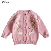 2024 de modă coreeană fetițe tricot cardigan pentru toamna iarnă copii fete broderie pulover haină copii minunat tricotat palton