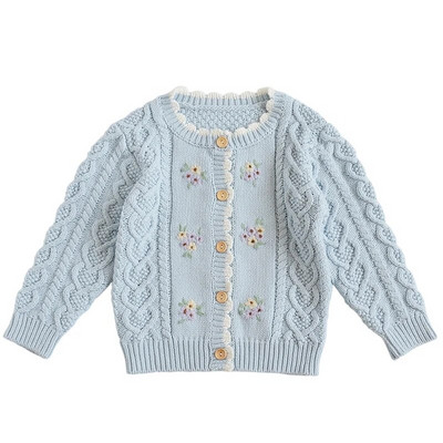 Cardigan pentru fete Pulover Toamna Gâtul O Sugari Copii Tricoturi din bumbac Broderie din desene animate Iepure Bebeluș Copii Palton Haine pentru copii mici