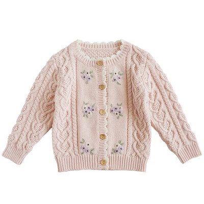 Cardigan pentru fete Pulover Toamna Gâtul O Sugari Copii Tricoturi din bumbac Broderie din desene animate Iepure Bebeluș Copii Palton Haine pentru copii mici