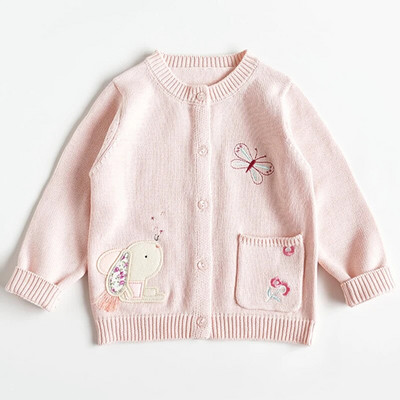Cardigan pentru fete Pulover Toamna Gâtul O Sugari Copii Tricoturi din bumbac Broderie din desene animate Iepure Bebeluș Copii Palton Haine pentru copii mici
