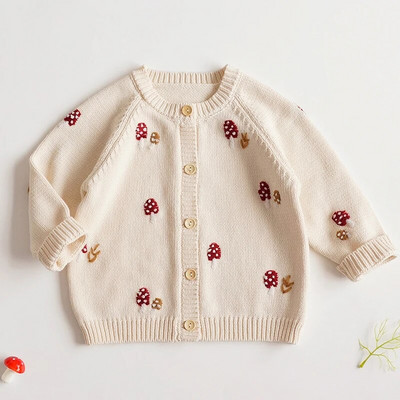 Cardigan pentru fete Pulover Toamna Gâtul O Sugari Copii Tricoturi din bumbac Broderie din desene animate Iepure Bebeluș Copii Palton Haine pentru copii mici