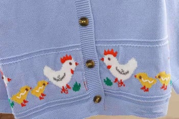 Little maven 2023 Baby girls Φθινοπωρινά ρούχα Μπλε πουλόβερ με Lovely Little Chick Νέα μόδα μπλουζάκια για παιδιά 2-8 ετών