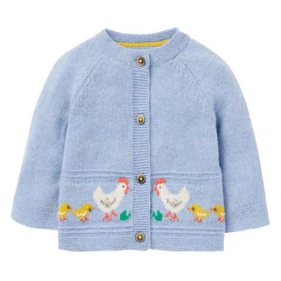 Little maven 2023 Есенни дрехи за бебета и момичета Син пуловер с прекрасна малка мацка Нови модни горнища за деца 2-8 години