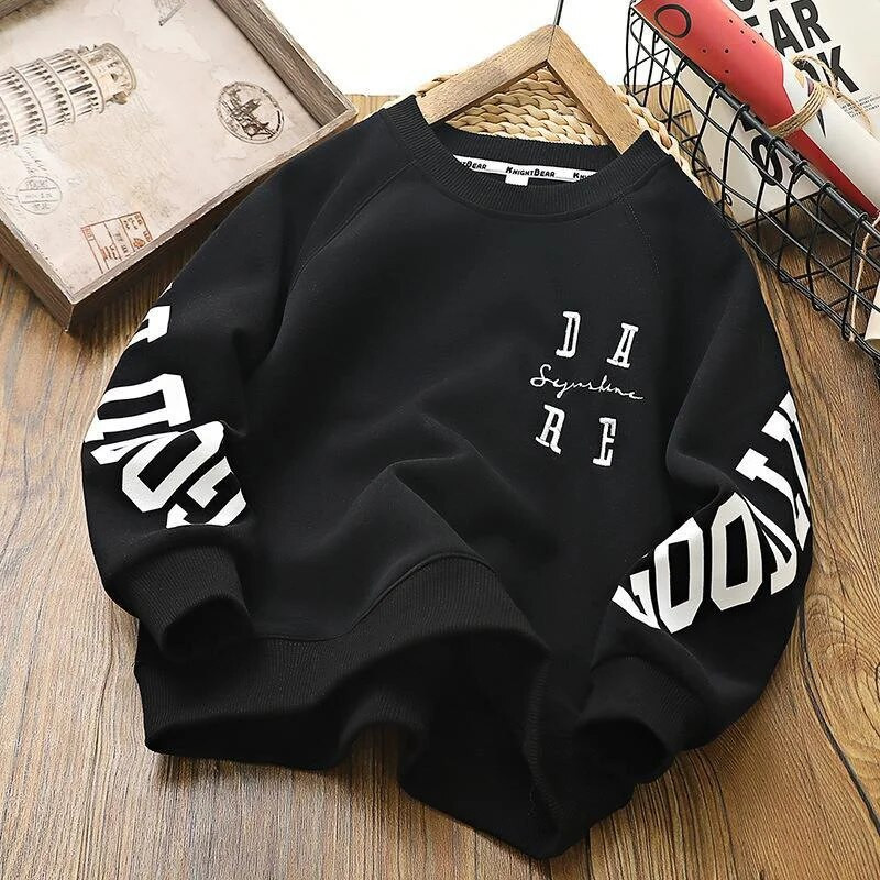 Nova jesenska velika dječja majica Proljetni dječaci Djevojčice Puloveri dugih rukava Dječja pamučna sportska odjeća Ležerna gornja odjeća 4-14 godina