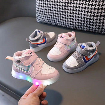 Νέα φθινοπωρινά Παιδικά LED Αθλητικά Παπούτσια Παιδικά Φωτεινή Παπούτσια για Κορίτσια Αγόρια Μικρή Πριγκίπισσα Casual Diamond Butterfly Sneakers
