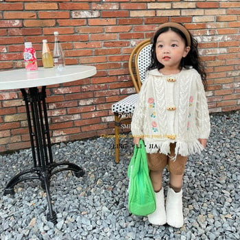 Πουλόβερ Κορεατικά Παιδικά Ρούχα Φθινοπωρινά Κοριτσίστικα Κέντημα Πλεκτά Παιδική Ζακέτα Βρεφική μανδύα Vintage Γλυκό