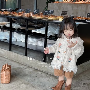 Πουλόβερ Κορεατικά Παιδικά Ρούχα Φθινοπωρινά Κοριτσίστικα Κέντημα Πλεκτά Παιδική Ζακέτα Βρεφική μανδύα Vintage Γλυκό