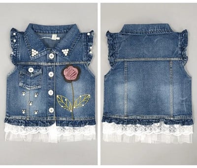 1-10T Dječji traper prsluk Babe Jeans jakna Ležerna gornja odjeća Dječja odjeća Proljeće Jesen Bebe odjeća Dječji prsluci Toldder Topovi