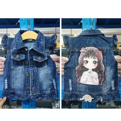 1-10T Dječji traper prsluk Babe Jeans jakna Ležerna gornja odjeća Dječja odjeća Proljeće Jesen Bebe odjeća Dječji prsluci Toldder Topovi