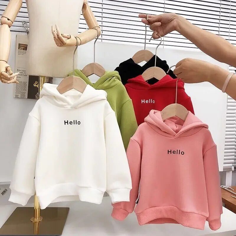 Tavaszi és őszi gyerek meleg polár kapucnis pulóverek fiúknak és lányoknak