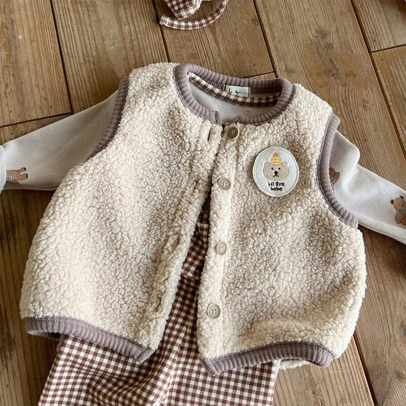2023. korejski proljeće jesen prsluk za dječake s krpama Pamučni prsluk s jednim kopčanjem, topla debela odjeća za dječake
