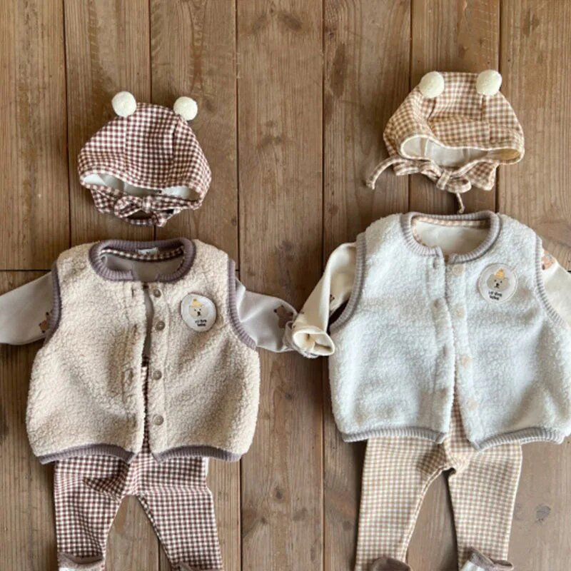 2023. korejski proljeće jesen prsluk za dječake s krpama Pamučni prsluk s jednim kopčanjem, topla debela odjeća za dječake