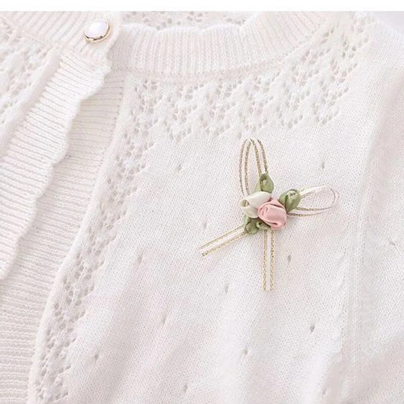 Mergaičių plonas ilgomis rankovėmis megztinis švarkas raukinis kūdikiui Mergaitei megztas megztinis Apsauginis nuo saulės drabužiai Vasarinis oro kondicionierius megztinis