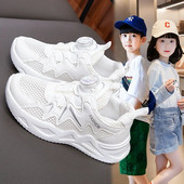 Pantofi copii Vară Copii Pantofi sport din plasă Pantofi cu butoane rotative pentru fete Pantofi ocazionali respirabili pentru elevii de școală elementară