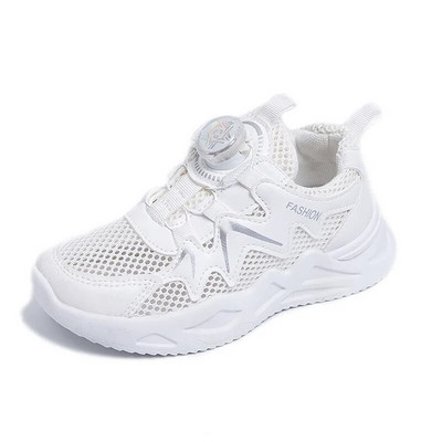 Pantofi copii Vară Copii Pantofi sport din plasă Pantofi cu butoane rotative pentru fete Pantofi ocazionali respirabili pentru elevii de școală elementară