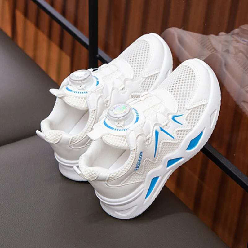 Pantofi copii Vară Copii Pantofi sport din plasă Pantofi cu butoane rotative pentru fete Pantofi ocazionali respirabili pentru elevii de școală elementară