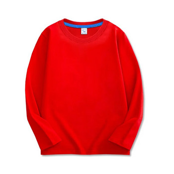 Ανοιξιάτικο φθινόπωρο μακρυμάνικο εφηβικό μπλουζάκι μονόχρωμο βαμβακερό μπλουζάκι για κορίτσια Φούτερ 2 4 6 8 10 12 ετών Παιδικά ρούχα