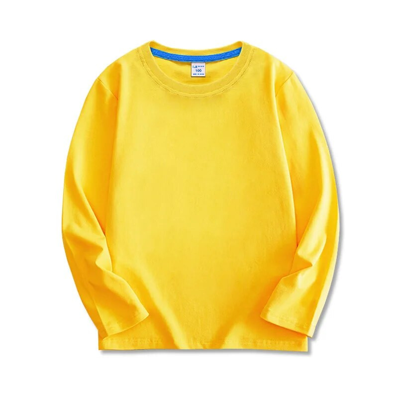 Tricou cu mânecă lungă de primăvară, toamnă, pentru adolescenți, băieți, culoare uni, topuri casual din bumbac, pentru fete, hanorac 2 4 6 8 10 12 ani, haine pentru copii