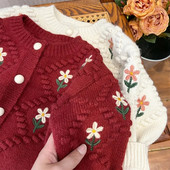 Copii Fete Broderie Cardigan Pulovere Palton Primăvară Toamnă Bebeluș Manecă Lungă Tinuta Bumbac Jachetă Copii Tricotate Topuri Îmbrăcăminte