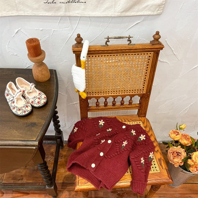 Copii Fete Broderie Cardigan Pulovere Palton Primăvară Toamnă Bebeluș Manecă Lungă Tinuta Bumbac Jachetă Copii Tricotate Topuri Îmbrăcăminte