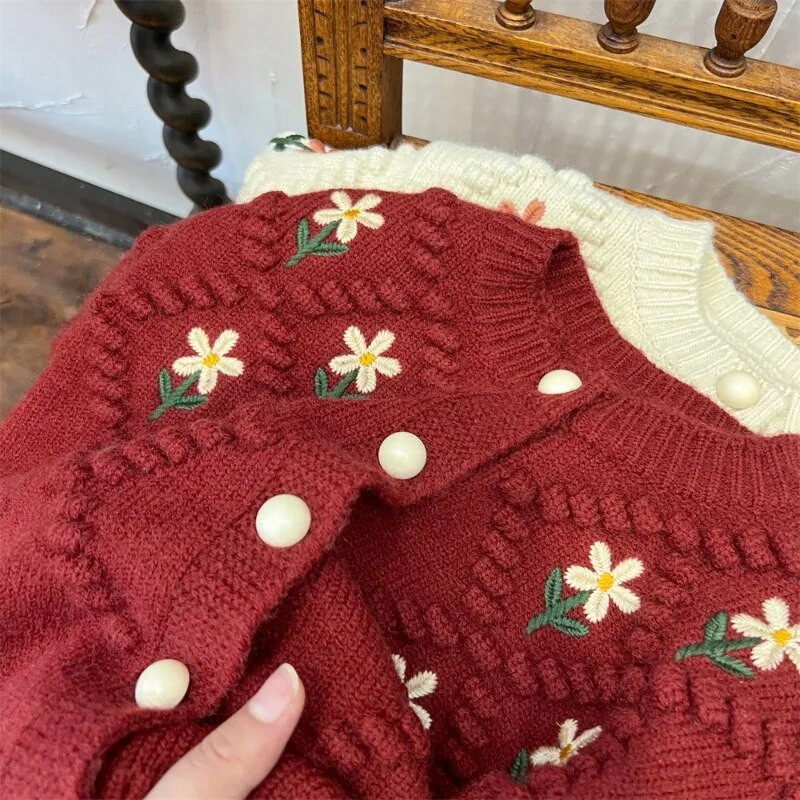 Copii Fete Broderie Cardigan Pulovere Palton Primăvară Toamnă Bebeluș Manecă Lungă Tinuta Bumbac Jachetă Copii Tricotate Topuri Îmbrăcăminte