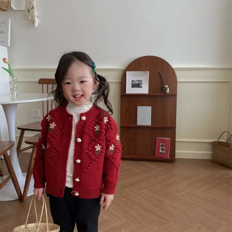 Copii Fete Broderie Cardigan Pulovere Palton Primăvară Toamnă Bebeluș Manecă Lungă Tinuta Bumbac Jachetă Copii Tricotate Topuri Îmbrăcăminte