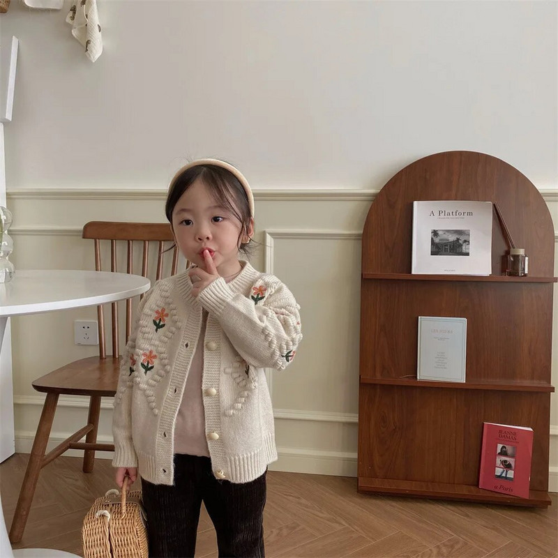 Copii Fete Broderie Cardigan Pulovere Palton Primăvară Toamnă Bebeluș Manecă Lungă Tinuta Bumbac Jachetă Copii Tricotate Topuri Îmbrăcăminte