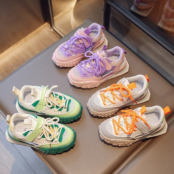 кроссовки детские Спортни обувки за момиче Летни цветни детски маратонки Оранжеви издълбани дишащи обувки за момчета и момичета Zapatillas