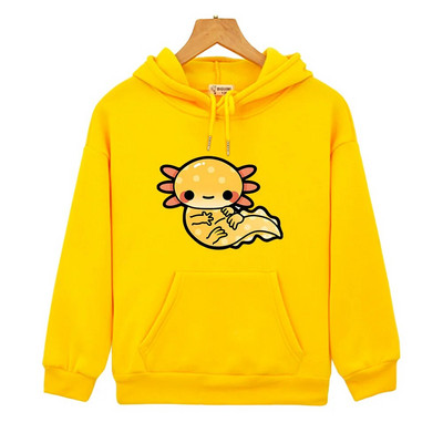 Drăguț Golden Axolotl Salute Hanorace Kawaii Graphic Hanorace Haine pentru copii Fete Y2k Sudadera Băieți cu mânecă lungă Pulovere unisex