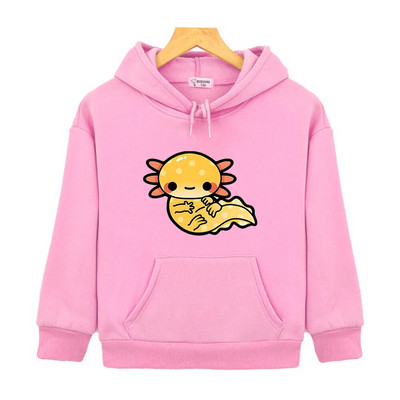 Drăguț Golden Axolotl Salute Hanorace Kawaii Graphic Hanorace Haine pentru copii Fete Y2k Sudadera Băieți cu mânecă lungă Pulovere unisex