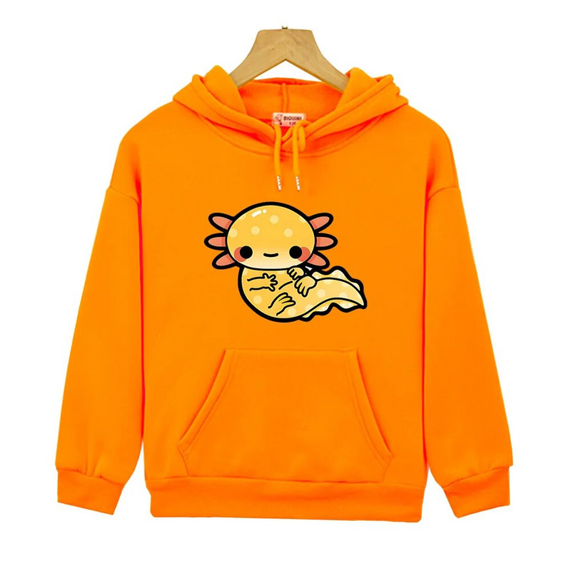 Drăguț Golden Axolotl Salute Hanorace Kawaii Graphic Hanorace Haine pentru copii Fete Y2k Sudadera Băieți cu mânecă lungă Pulovere unisex