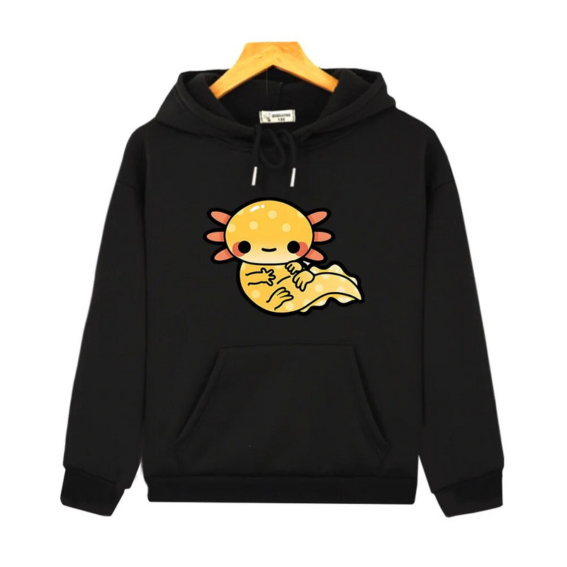 Drăguț Golden Axolotl Salute Hanorace Kawaii Graphic Hanorace Haine pentru copii Fete Y2k Sudadera Băieți cu mânecă lungă Pulovere unisex