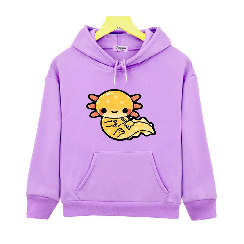 Drăguț Golden Axolotl Salute Hanorace Kawaii Graphic Hanorace Haine pentru copii Fete Y2k Sudadera Băieți cu mânecă lungă Pulovere unisex