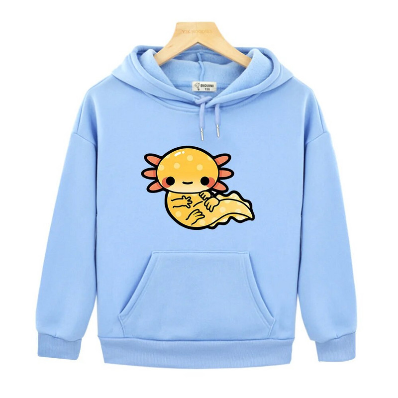 Drăguț Golden Axolotl Salute Hanorace Kawaii Graphic Hanorace Haine pentru copii Fete Y2k Sudadera Băieți cu mânecă lungă Pulovere unisex