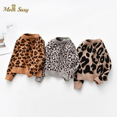 Pulover tricotat pentru fetiță, băiat, 100% bumbac, toamnă, iarnă, primăvară, sugar, copil mic, pulover leopard, pulover din lână pentru bebeluși, haine