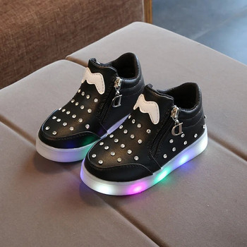 Παιδικά πάνινα παπούτσια με φωτάκια Παιδική μόδα Φωτεινή LED Αντιολισθητικά παπούτσια για αγόρια για κορίτσια Αθλητικά παπούτσια με γάντζο για νήπια Παπούτσια εξωτερικού χώρου