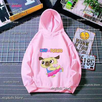 Dukserice s kapuljačom za slatke djevojke Smiješne animacije Crtani ispisi čipsa i krumpira Dječja majica s kapuljačom Jesen Zima Dugih rukava Slatka majica s kapuljačom za bebe