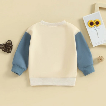 Φούτερ για μωρά για μωρά για αγόρια με μακριά μανίκια πουλόβερ με λαιμόκοψη με αντίθεση χρώματος Μπλουζάκια χαριτωμένα βρεφικά χειμωνιάτικα ρούχα