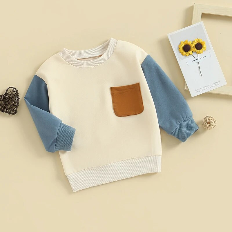 Kūdikių, mergaičių berniukų megztiniai ilgomis rankovėmis su kaklu, kontrastingos spalvos megztiniai Viršutiniai mieli kūdikių žieminiai drabužėliai