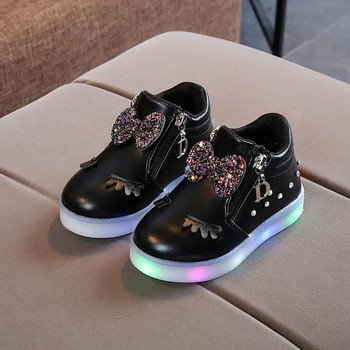 Нови пролетни детски обувки Маратонки за момичета Модни детски светещи обувки със светкавица Chaussure Led бебешки момчета Спортни дишащи