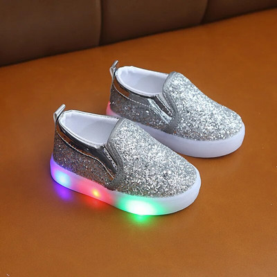 Pantofi sport pentru copii, paiete de modă luminoase de primăvară, paiete pentru copii, băieți, pantofi pentru fete, pantofi cu LED-uri, pantofi de alergare ușoare, 21-30