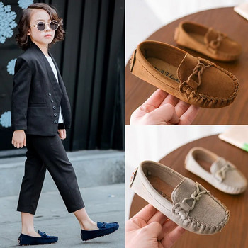 JGSHOWKITO Горещи модни детски обувки за момчета и момичета Детски кожени обувки Класически универсални мокасини Бебешки обувки тип лодка Плоски